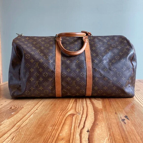 Louis Vuitton Brown Monogram Signature Canvas 1994 Keepall 55 Duffle Bag 1031LF - Picture 3 of 10